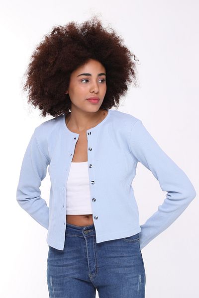 Owut Collection Soft Textured Button Detailed Blouse-Cardigan