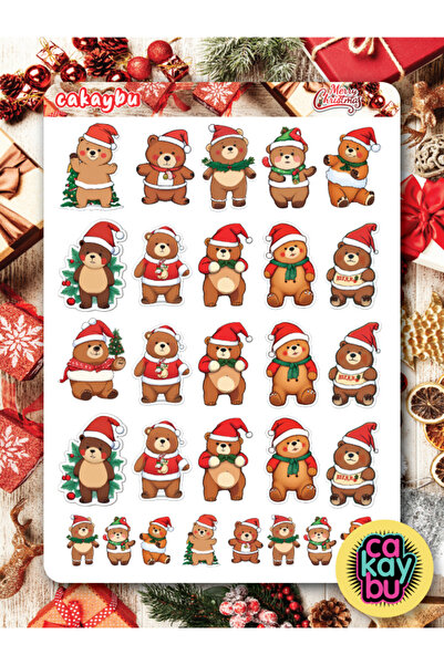 cakaybu Set de autocolante cu tema de Crăciun (de Anul Nou) Bare Bear, 1 foai...