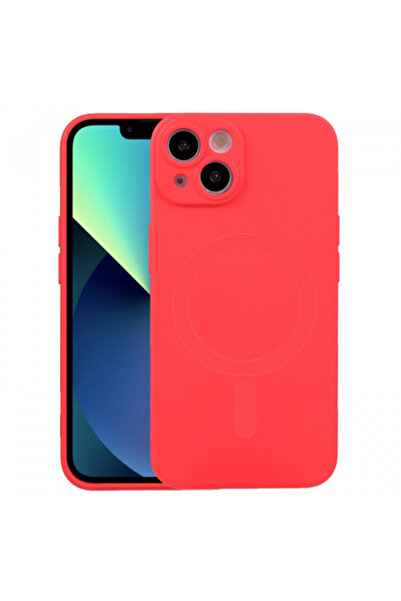 Ally Iphone 14 6.1inç Liquid Silica Magsafe Uyumlu Silikon Kılıf Kırmızı