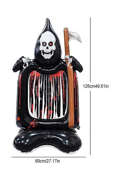 Parti dolabı 1Pc Halloween Sickle Skeleton Scarecrow Foil Balloon, Halloween Skull Party Balloon 69x126cm