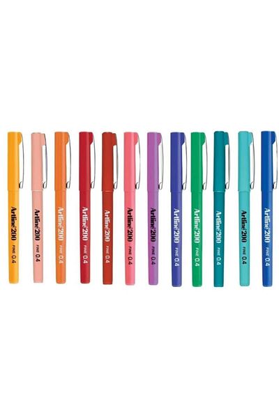 artline 200 Fineliner 0.4 Mm Fine Tip Writing and Drawing Pen 12 Colors (12 PIECES PEN)