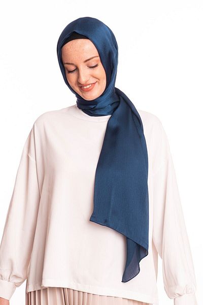 masalsu Night Blue Janjan Chiffon Shawl Series 75 X 185 Cm