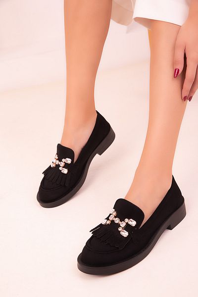 SOHO Black Suede Women's Casual Shoes 18433