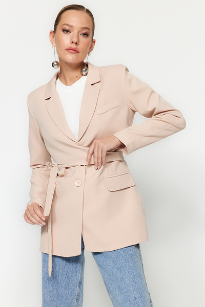 Trendyol Collection Tkaná bunda s kamennou regulérní podšívkou TWOAW21CE0320