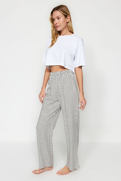 Trendyol Collection 2 db pöttyös mintás viszkóz szőtt pizsama alsó csomag THMAW24PJ00009