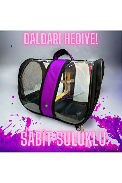 Tropheus Suluklu Kuş Taşıma Çantası (tahta Tünekli) Pembe Renkli (33cmx23cmx22cm) Daldarı Hediye