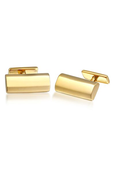 KUZZOI Manschettenknopf Rechteck Barren Poliert Elegant 375er Gelbgold