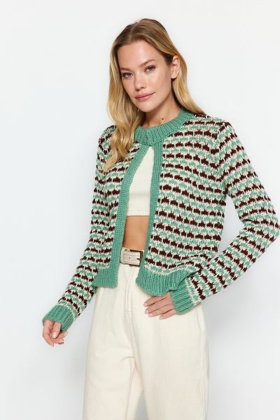 Trendyol Collection Mint Agraf Detailed Knitwear Cardigan TWOAW24HI00223