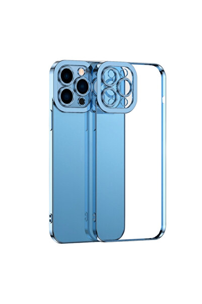 Ally Fashion Series iPhone 12 Pro Max Kılıf Renkli Kenar Lazer Çerçeveli Sili...