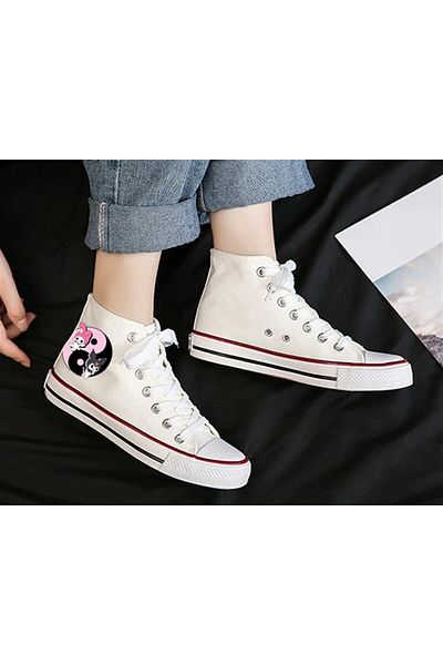 Touz White Canvas Shoes - Blunt Blunt Kuromi & Melody Printed