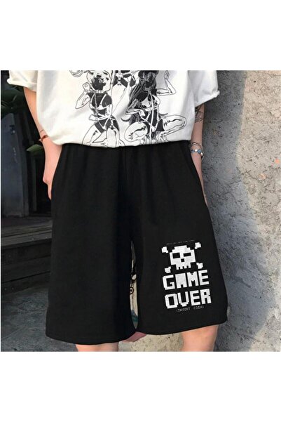 Touz Blunt Blunt Game over Printed Black Unisex Combed Cotton Shorts