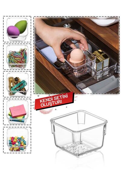Trouvaille Çekmece Içi Düzenleyici, Modüler Saklama Kabı - Makyaj Takı Organizeri - 7,5 Cm