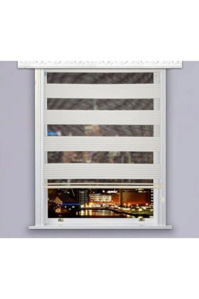 BigPazar Beyaz Geniş Pliseli Zebra Stor Perde