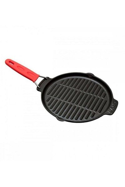 Lava Cast Iron Grill Pan With Wire And Silicone Handle Diameter 23 Cm