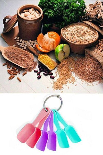 Kitchenclub حجم صغير 6 قطع ملعقة مقياس ملونة مجرفة توابل ملعقة توابل صغيرة