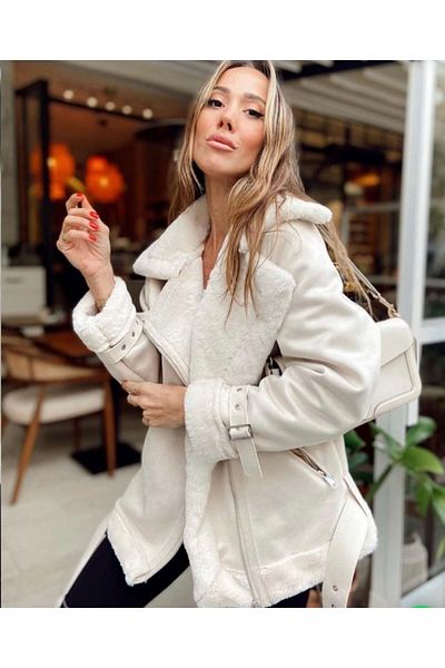 MİSSACİK Palton/Jachetă CU BLANĂ DE SUEDE CULOARE BEIGE