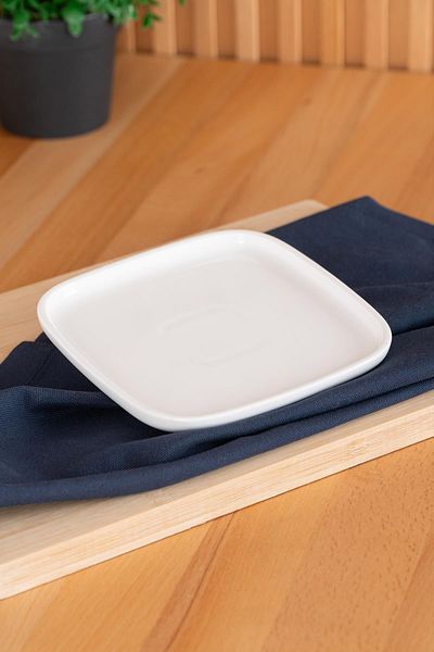 ACAR 1 Pure Royal White Square Dessert Plate - 15 Cm, Bpa Free Porcelain Mothers Serving