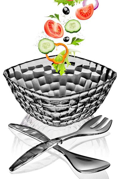 Queen’s Kitchen Acrylic Luxury Salad Bowl with Spoon