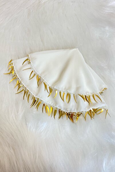 ZEYMERADE منديل الزفاف الأبيض، طبقة مزدوجة من قماش الشيفون، منديل ترتر السيف ...