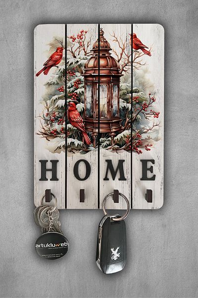 beedene Modern White Wooden Decorative Key Hanger - Keychain Painting