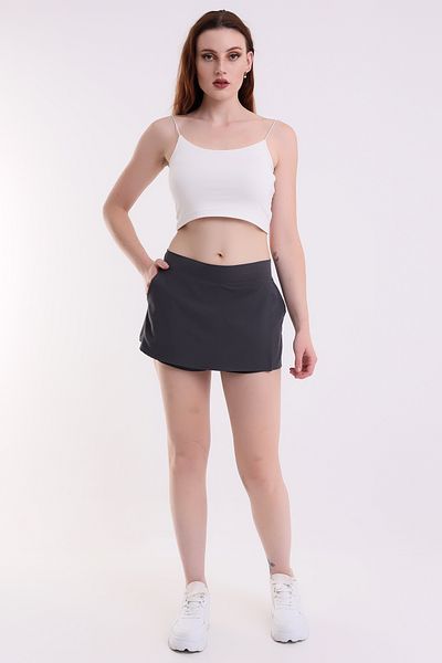 Winmoda34 Γυναικεία φούστα με σορτς με εσώρουχα με διπλή τσέπη Sports&Sea beach σορτς