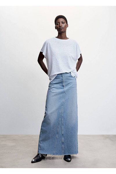 MANGO Woman T-Shirt 100% λινό