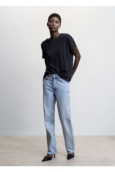 MANGO Woman T-Shirt 100% λινό