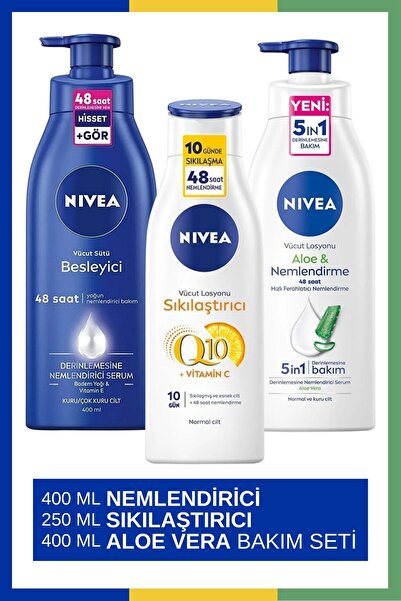 NIVEA Q10 Sıkılaştırıcı Vücut Losyonu 250ml & Vücut Sütü Besleyici 400ml & Al...