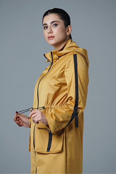 Trenç Şeritli Kadın Trençkot