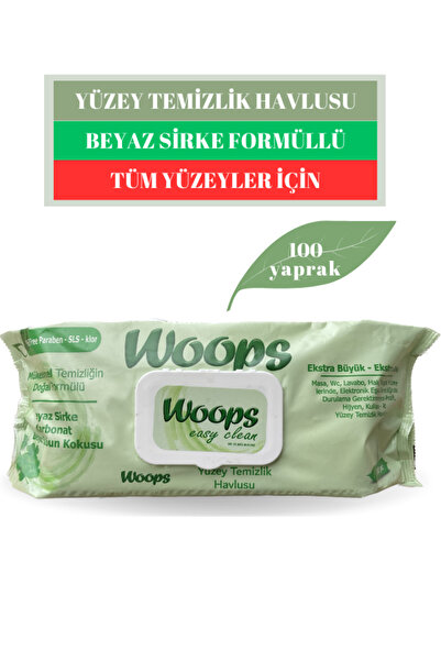 Woops White Vinegar Non-Marking Easy Clean Surface Cleaning Towel - 100 Sheets
