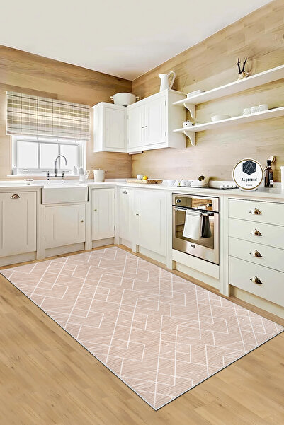 ALgorand Home Yıkanabilir Kaymaz Taban Beyaz Salon Halısı Mutfak Halısı Yolluk