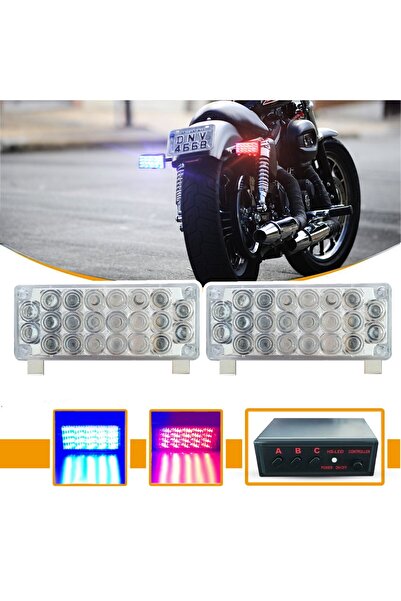 C9 Panjur Arası Modlu 44 Ledli Flaşlı Kırmızı Mavi Lamba 22X2