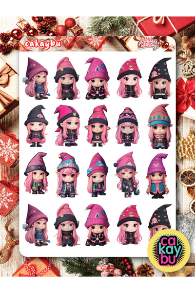 cakaybu Set de autocolante cu gnomi BlackPink, 1 foaie dimensiune A4, design ...