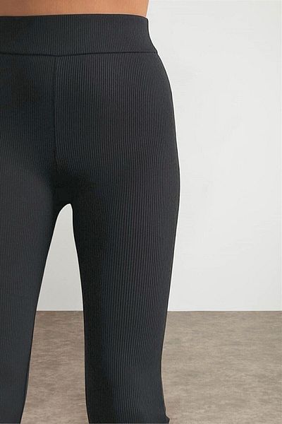 byhaziran butik Jambiere negru spaniolă cu talie înaltă cu nervuri Xl