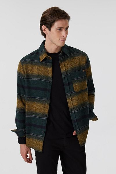 Lee Cooper Мъжка тъкана риза с дълъг ръкав Connel, изумрудено зелена