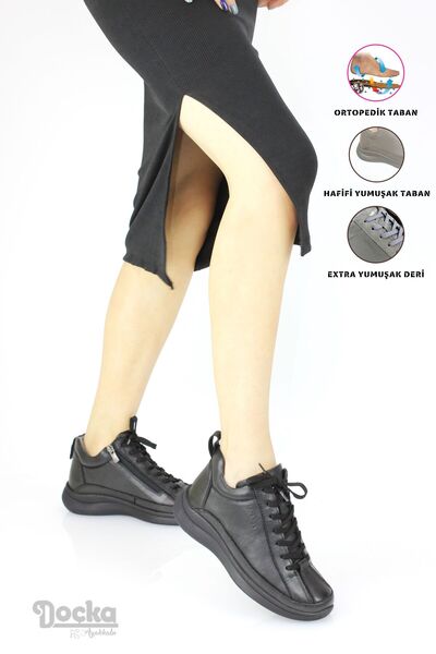 Forelli Kadın Fermuarlı Hakiki Deri Ortopedik Spor Tarz Günlük Bot