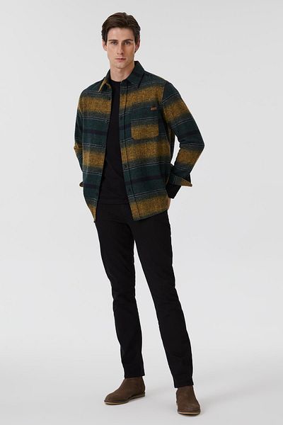 Lee Cooper Мъжка тъкана риза с дълъг ръкав Connel, изумрудено зелена