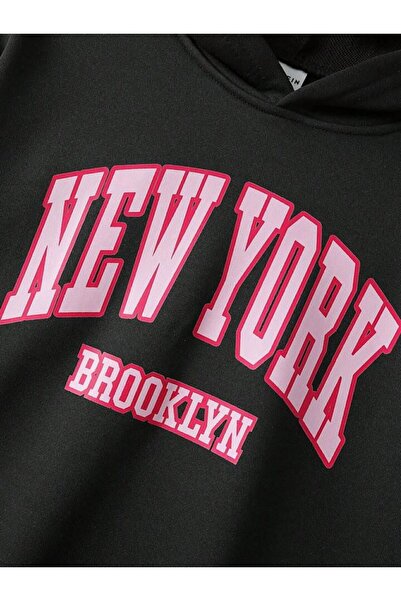 AFROGİYİM Γυναικείο σετ φόρμας με στάμπα New York Oversize με κουκούλα