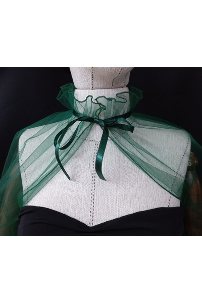 es moda shop Amy evening dresses tulle shawl neck collar emerald