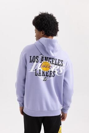 Defacto Fit Nba Los Angeles Lakers Oversize Fit Kapu onlu Kal n Sweatshirt Fiyat Yorumlar Trendyol