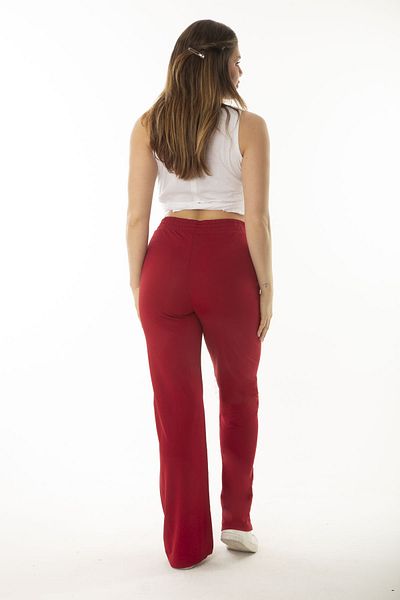 Şans Damen-Trainingshose, große Größe, weinrot, Seitentasche, elastische Taille, weites Bein, 65N37055