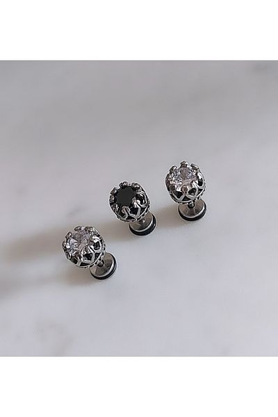 Atölye Eliz 316L Surgical Steel Men's Earrings White King