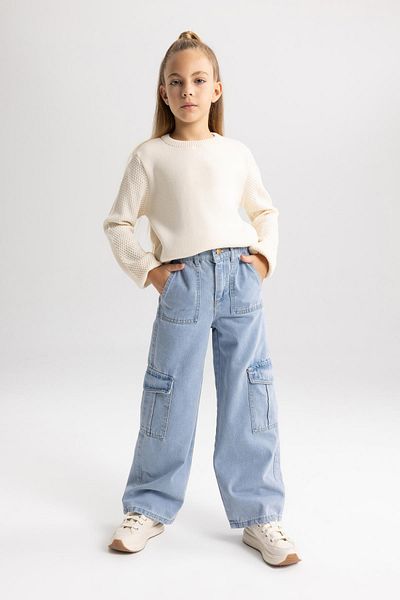 DeFacto Girl's Crew Neck Basic Sweater B6769A823Au