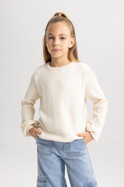 DeFacto Girl's Crew Neck Basic Sweater B6769A823Au