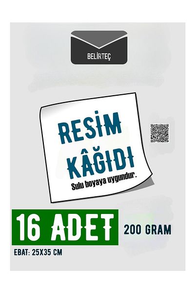 Belirteç High Quality Water Color Painting Paper 16 Pieces 200 Grams (Trap Painting Book) Acrylic Compatible