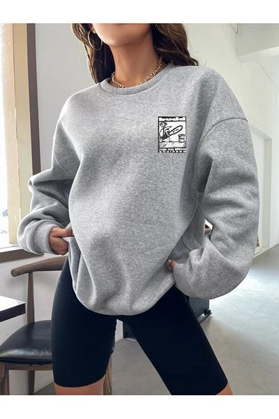 AY MONTANA Φούτερ LUNAVISITA Crew Neck με στάμπα