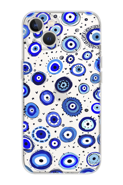 shoptocase Iphone 15 PLUS Uyumlu Nazar Boncukları Tasarımlı Premium Şeffaf Te...