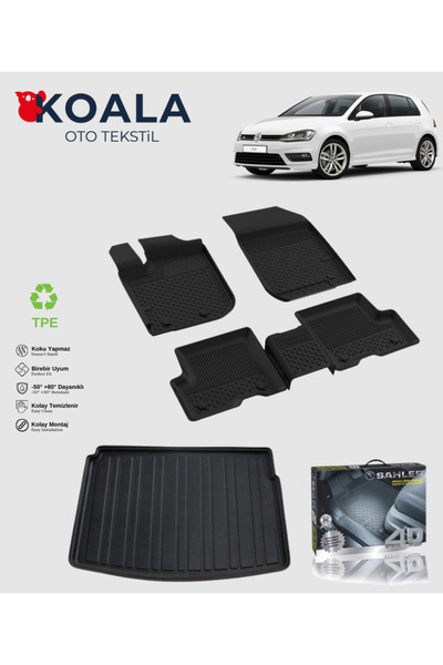 KoalaOtoTekstil Volkswagen Golf 7 Alt Bagaj (2013-2020) Uyumlu Sahler Paspas ...