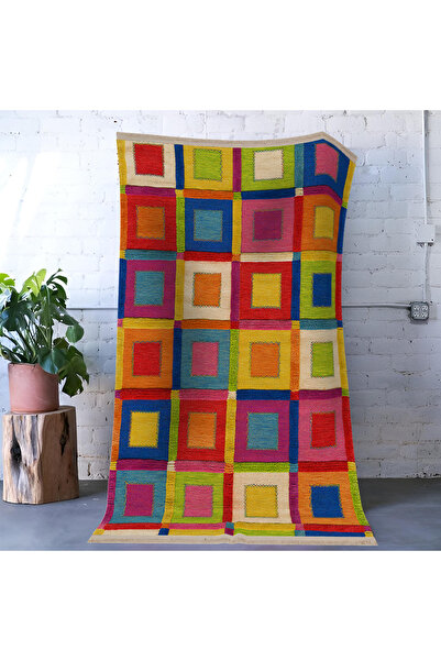 Rugs Modern Halı Mira Multicolored Nested Square Patterned Modern Decorative ...
