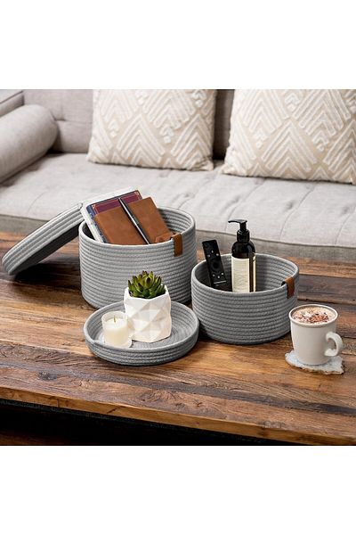 HandmadeSNM 2-Piece Organizer with Lid Basket Organizer